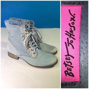 Betsey Johnson Litzlo Leather Combat Boots 8.5